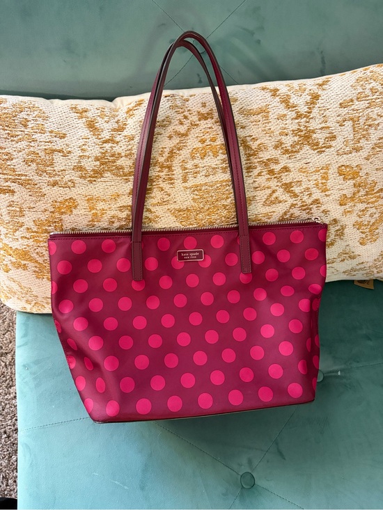 kate spade Handbags - kate spade Burgundy Tote with Pink Polka Dots